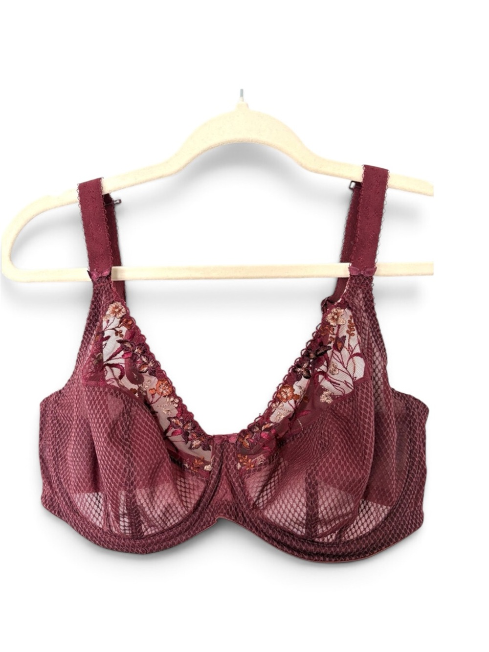 Elomi Charley Underwire Plunge Bra in Burgundy Size 36H EL 4380AUE
